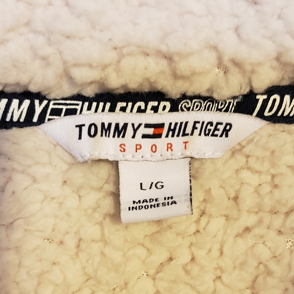 Tommy Hilfiger Sport Sherpa Sweater High Neck Buttons Zipper Pockets Woman Large - Picture 5 of 13